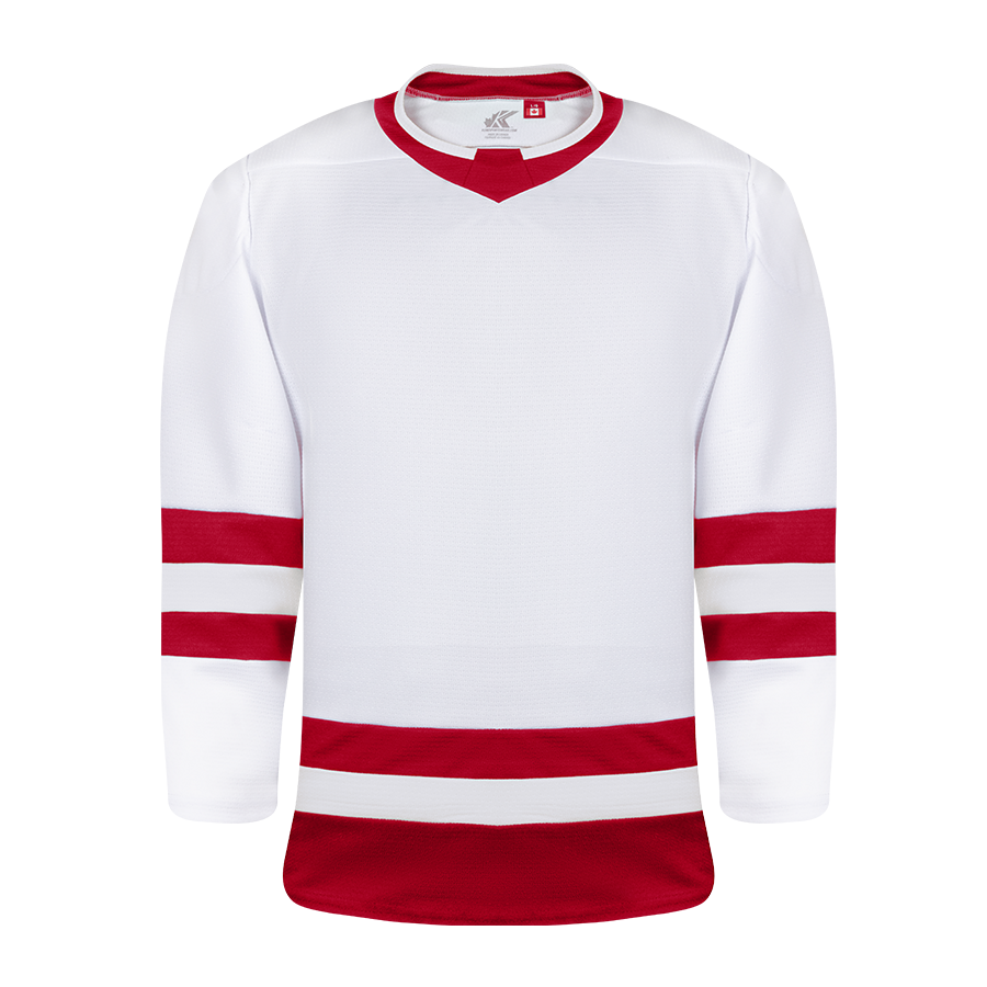 K3G Blank Hockey Jersey White Red GooseChaseQuinte