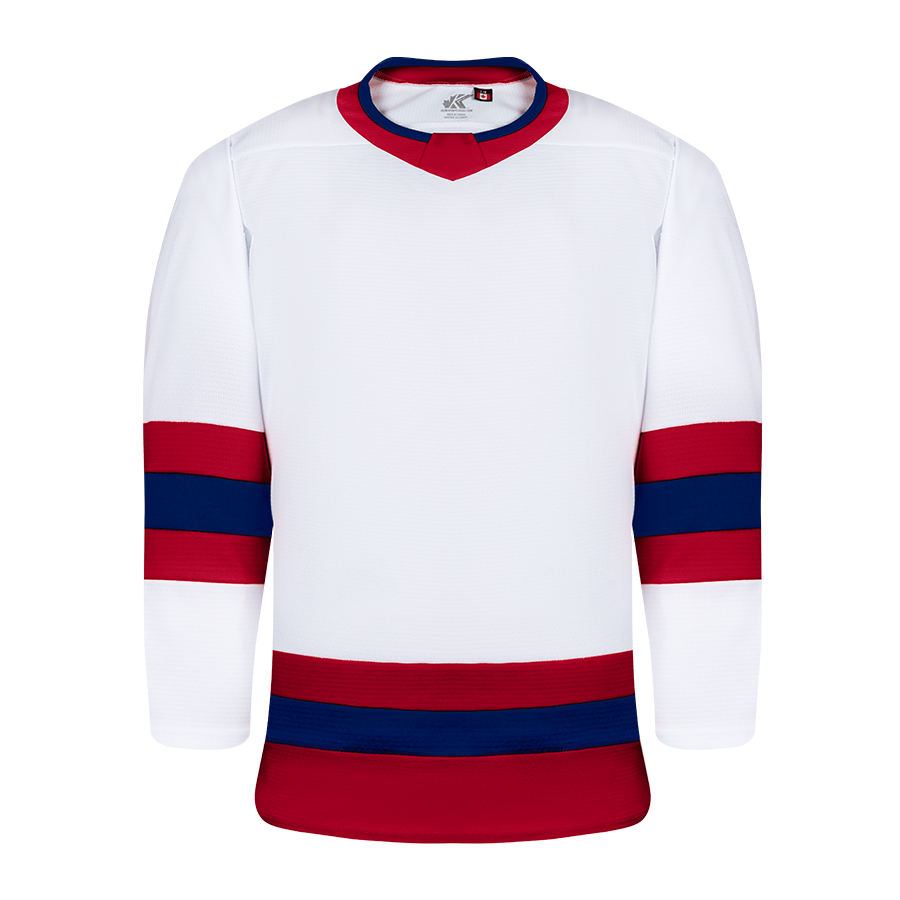 K3G Blank Hockey Jersey - White/Red/Royal