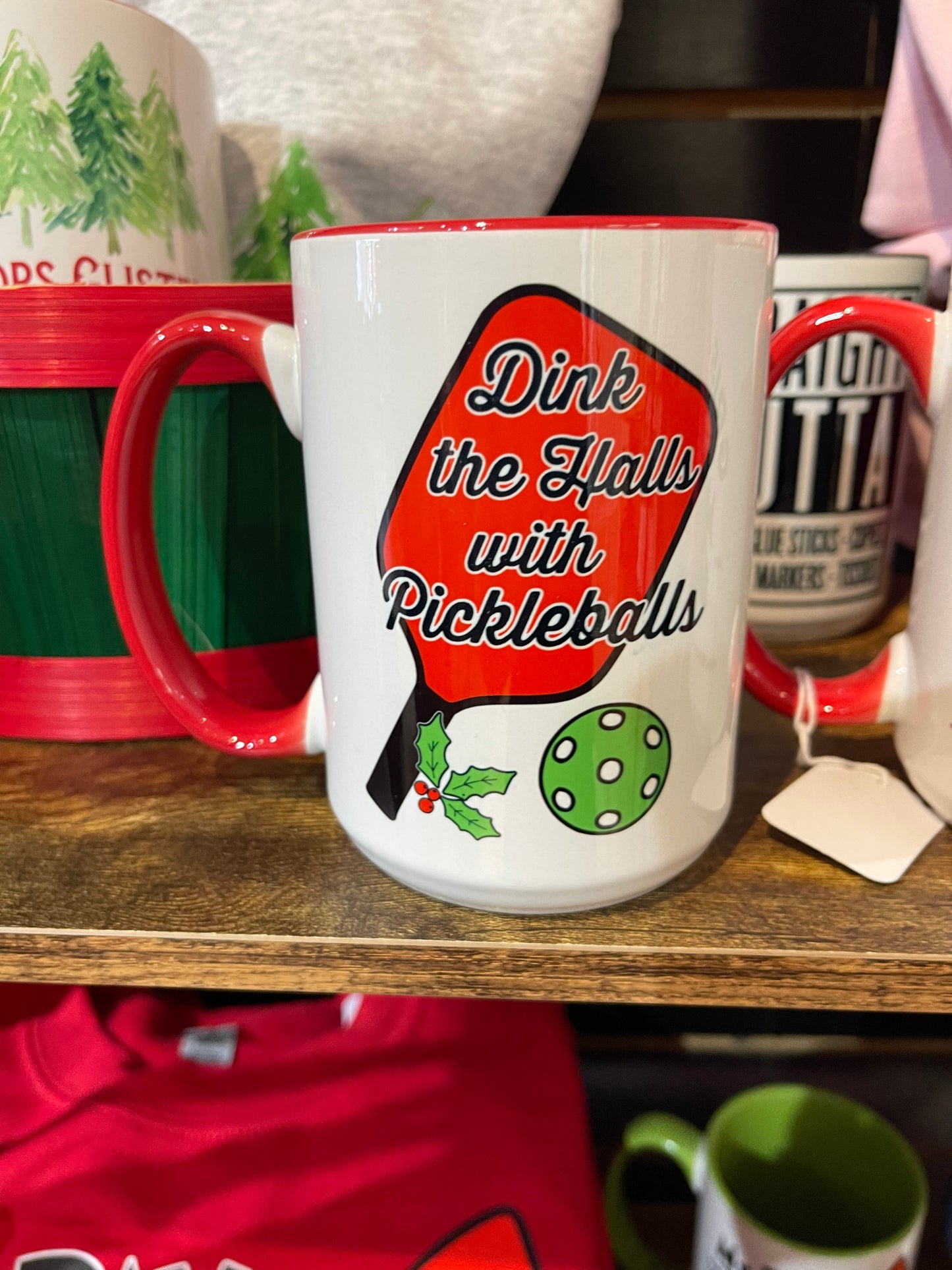 Pickleball Mug - Dink the Halls - Red
