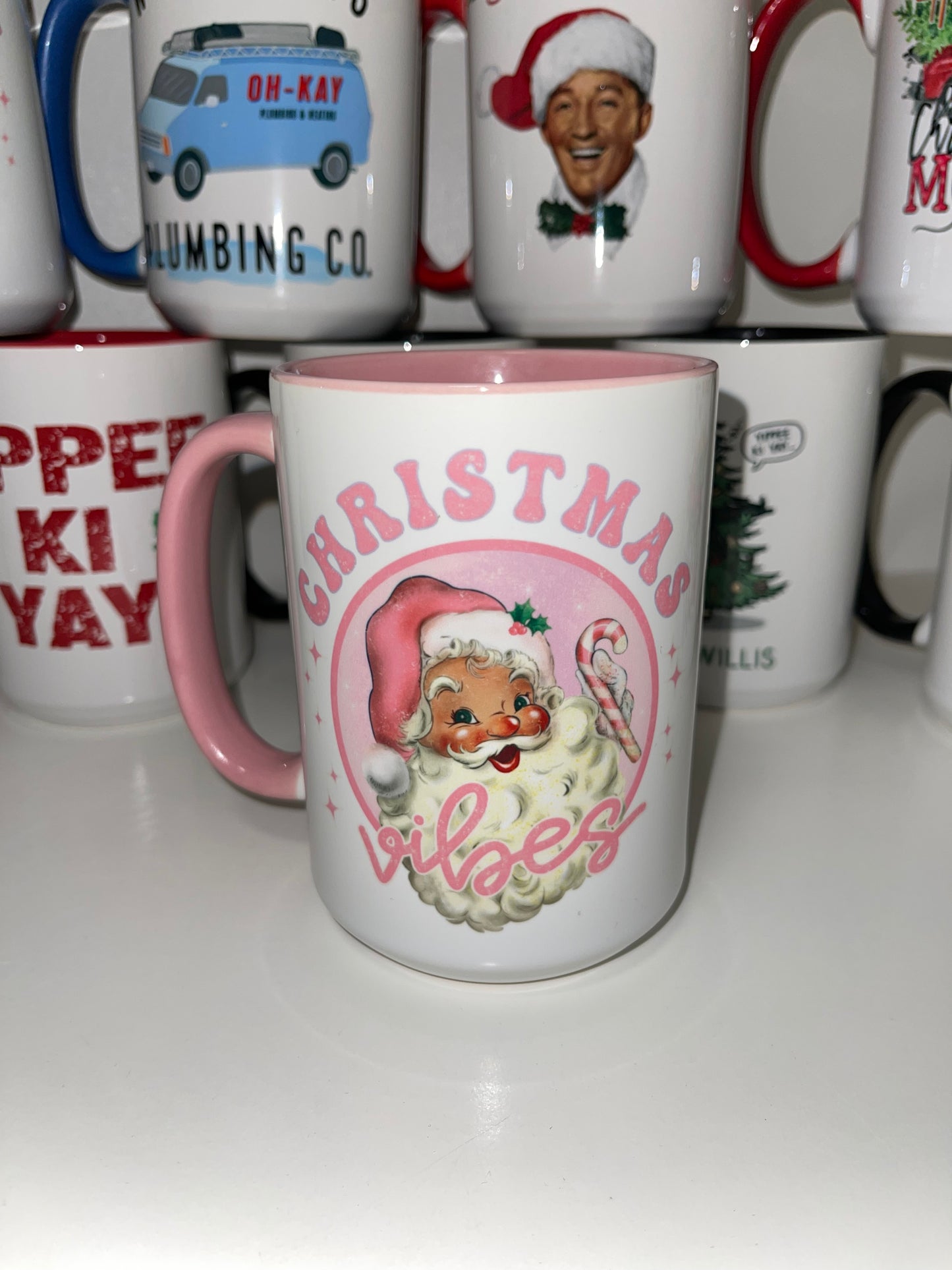 Pink Santa Christmas Vibes Mug