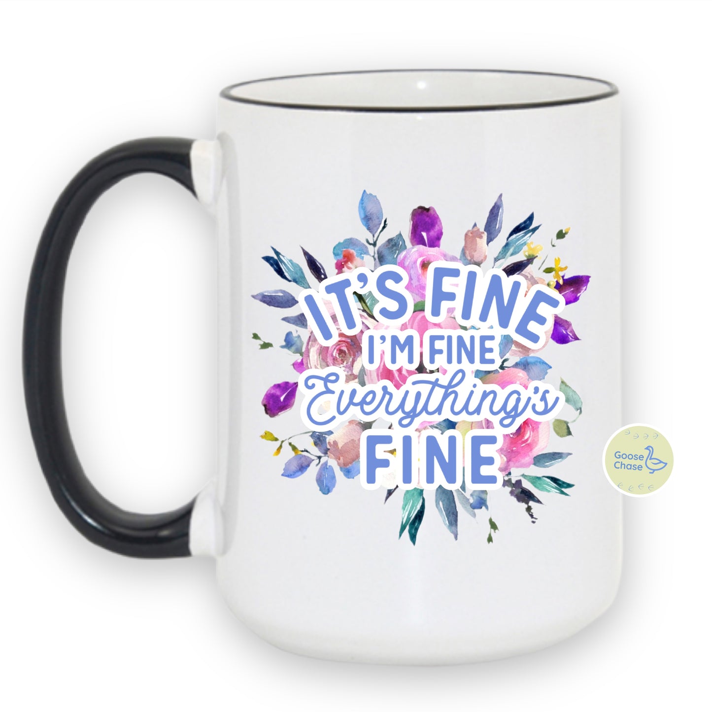 Everything’s Fine Floral Mug - Black