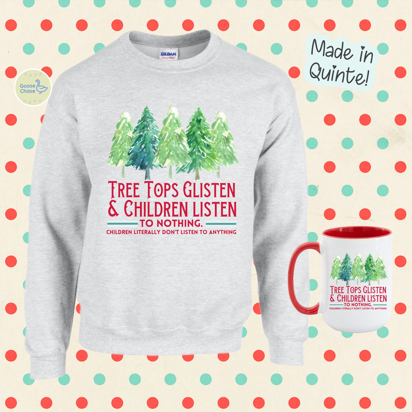 Tree Tops Glisten and Children Listen Crewneck - Ash Grey
