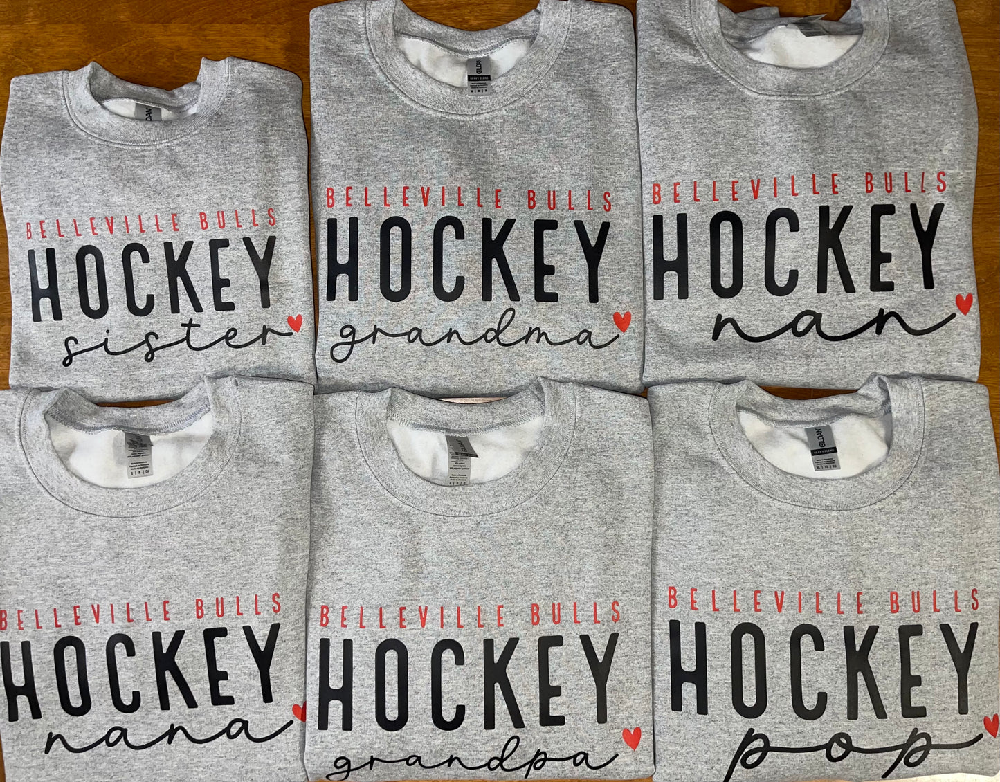 Personalized Team Hockey Family Crewneck - Grey