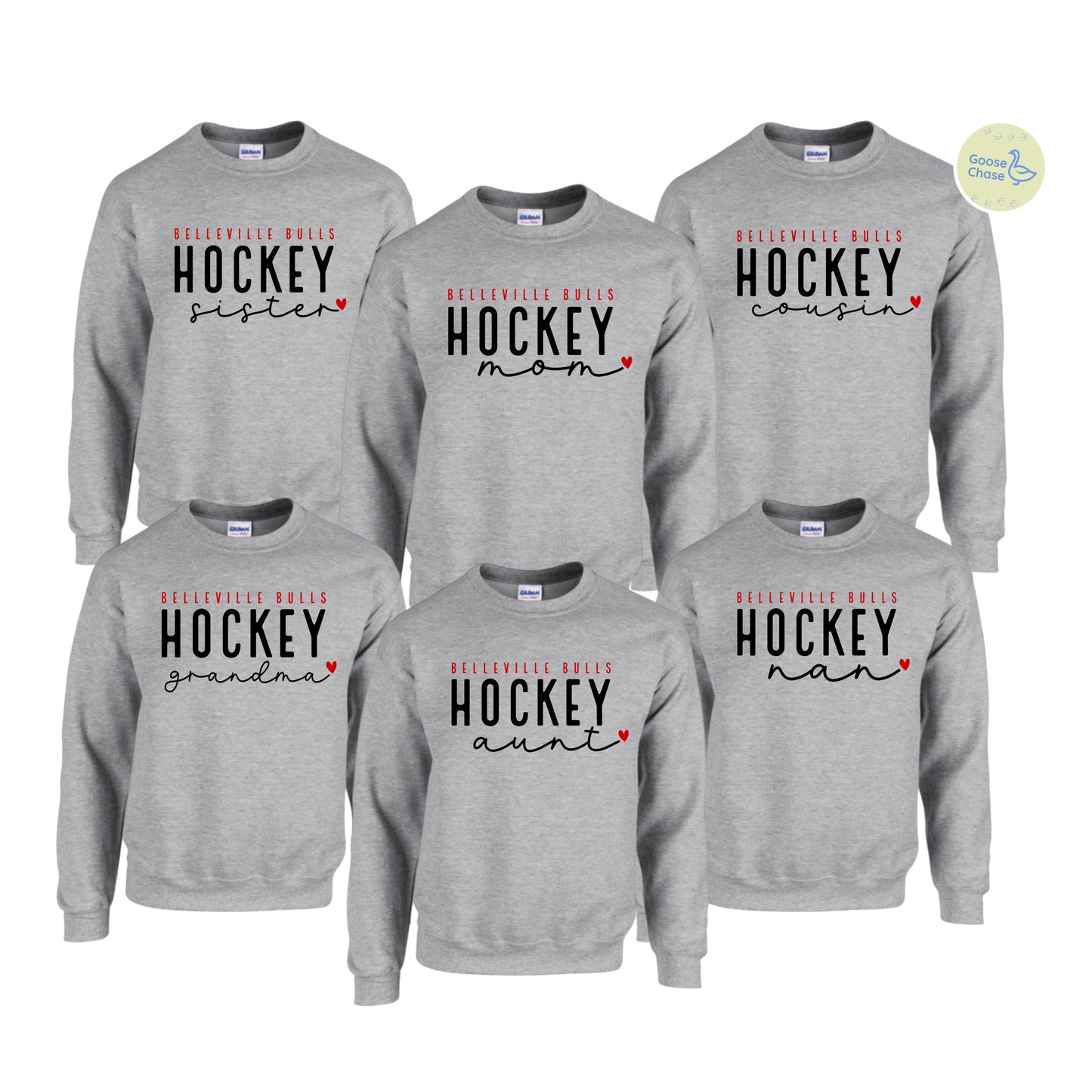 Personalized Team Hockey Family Crewneck - Grey