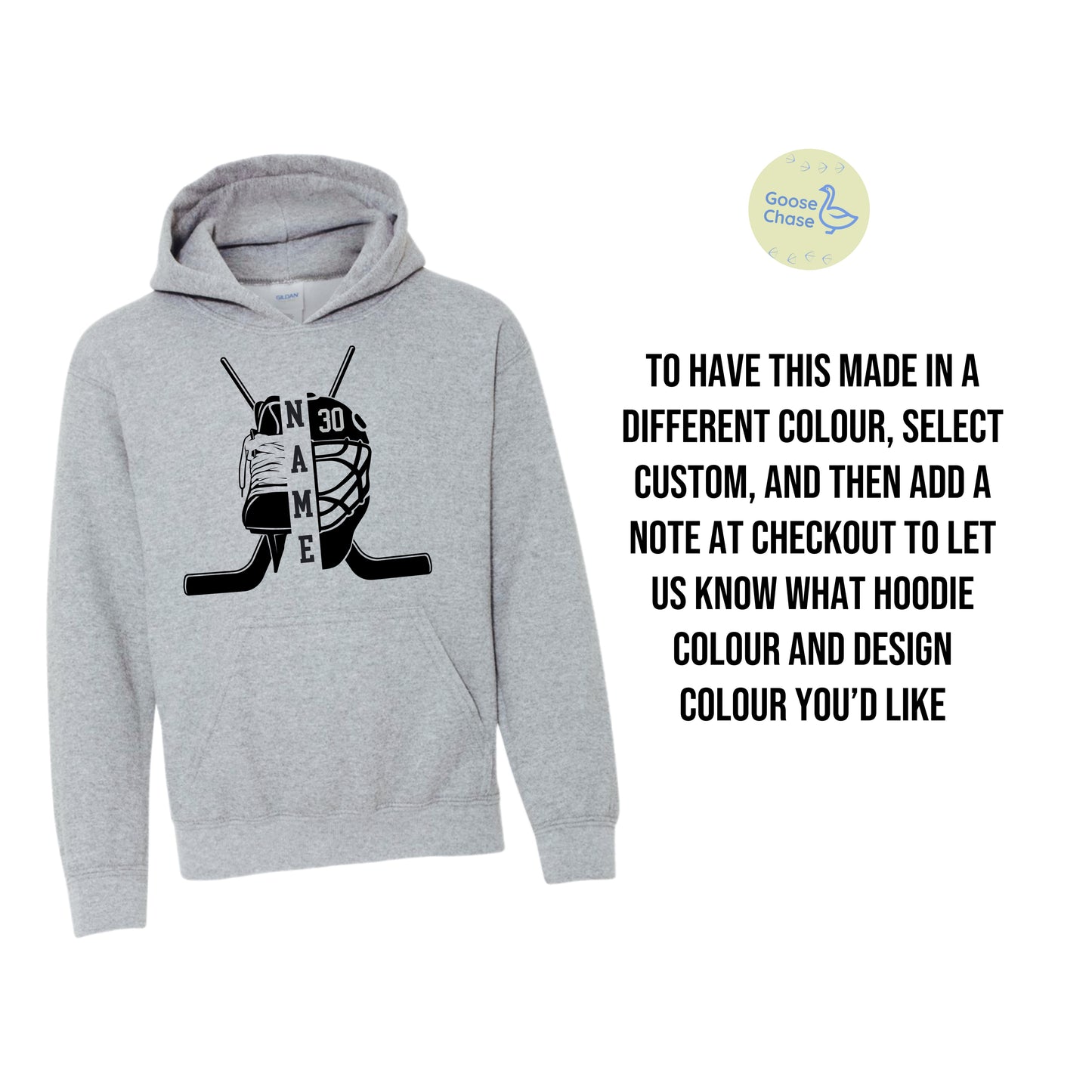 Custom Hockey Goalie Hoodie - Split Helmet & Skate