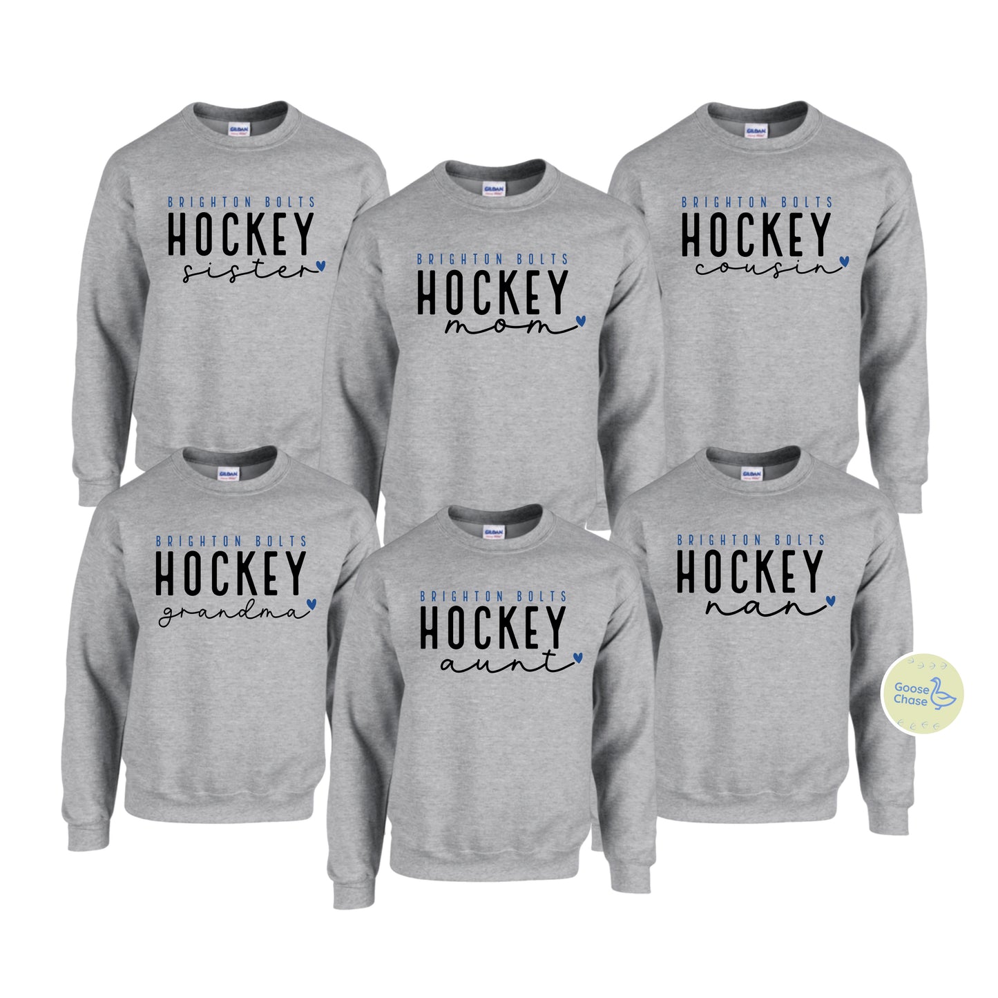 Personalized Team Hockey Family Crewneck - Grey