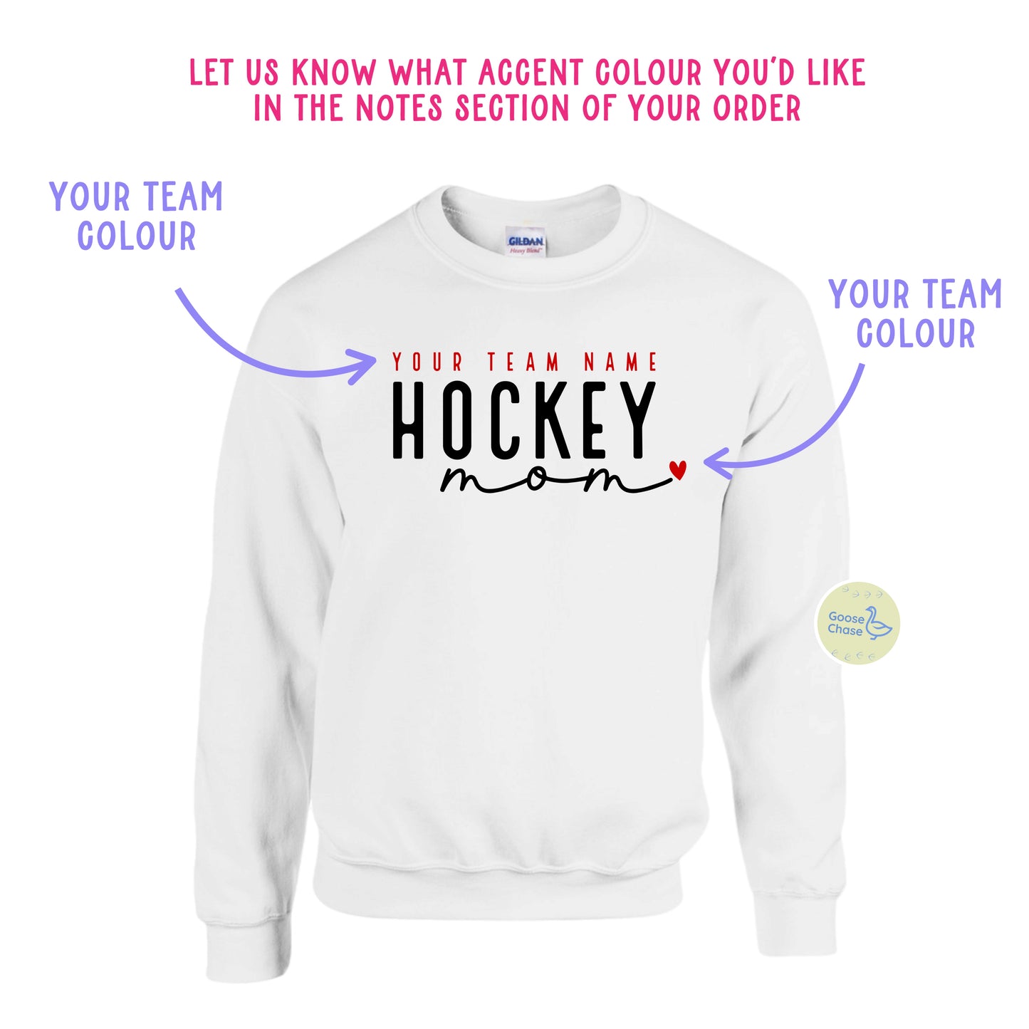 Personalized Team Hockey Family Crewneck White