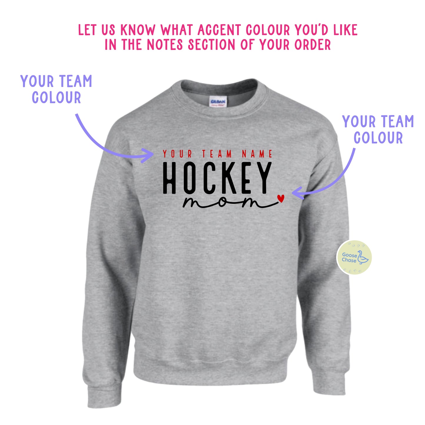 Personalized Team Hockey Family Crewneck - Grey