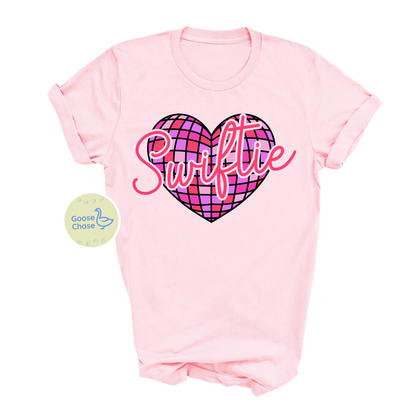 Swiftie Disco Ball Heart Taylor Swift Tee Pink