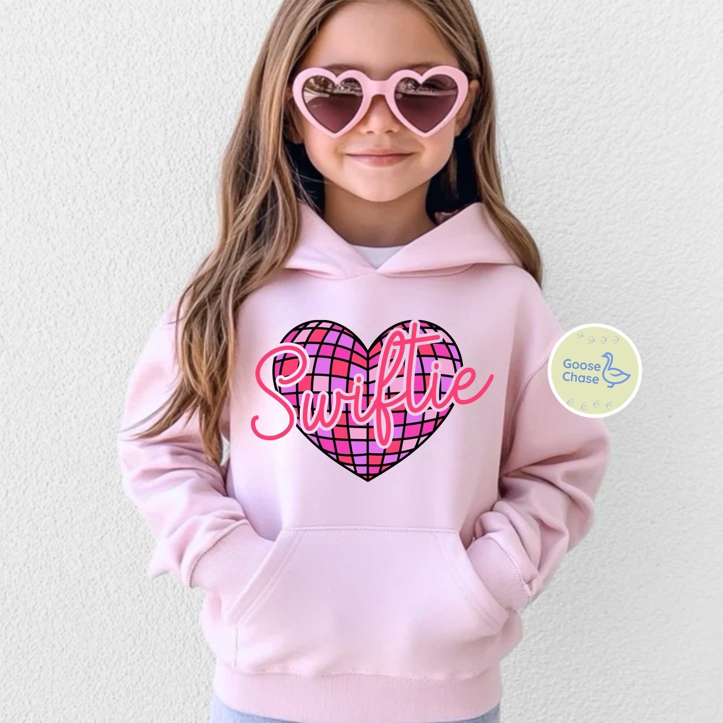 Swiftie Disco Ball Heart Taylor Swift Hoodie Pink