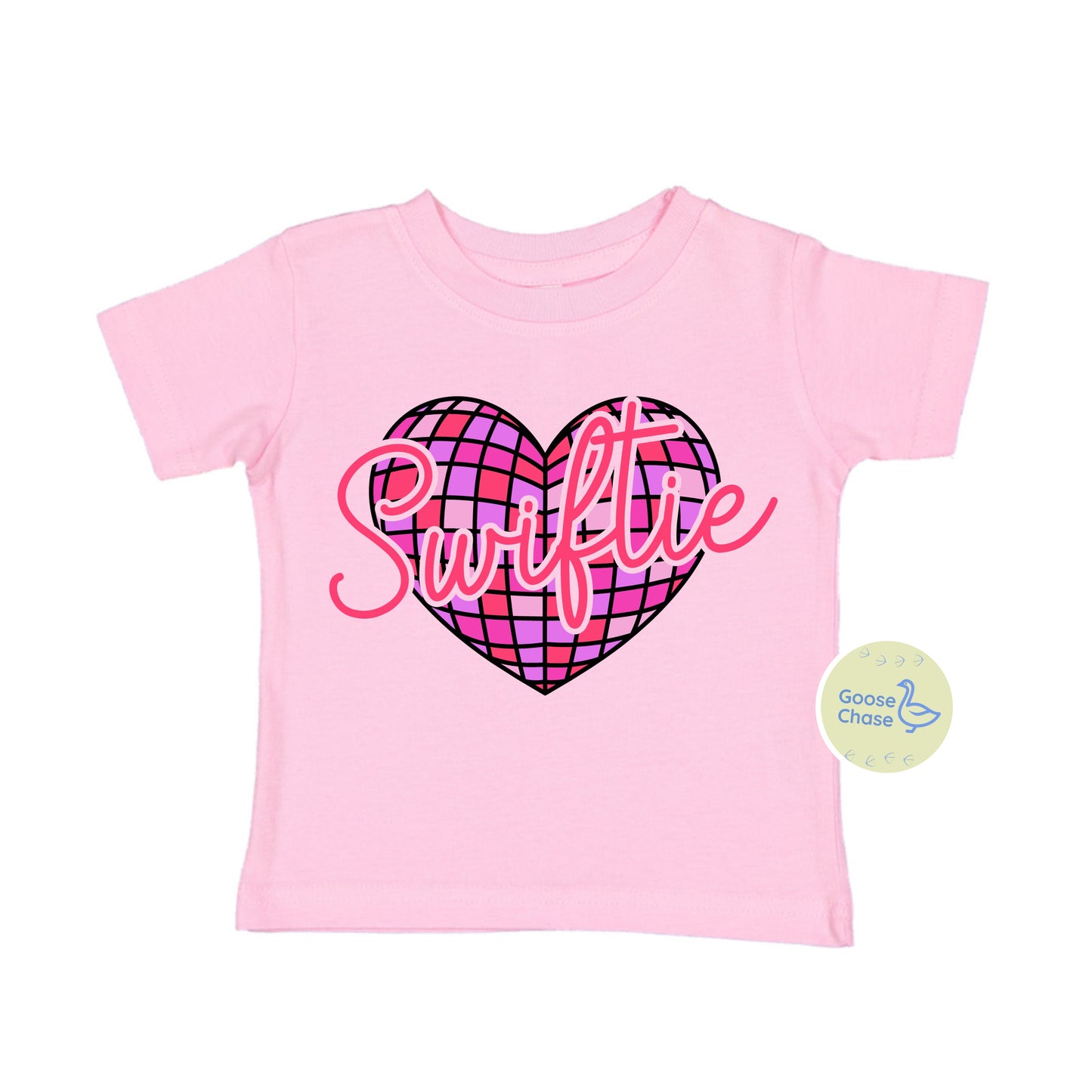 Swiftie Disco Ball Heart Taylor Swift Tee Pink