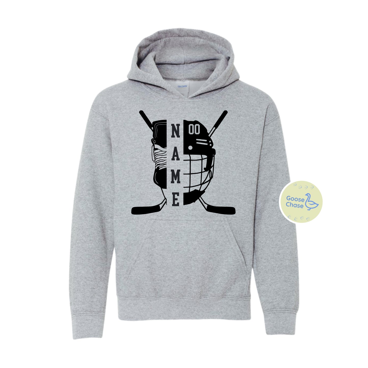 Custom Hockey Player Hoodie - Split Helmet & Skate