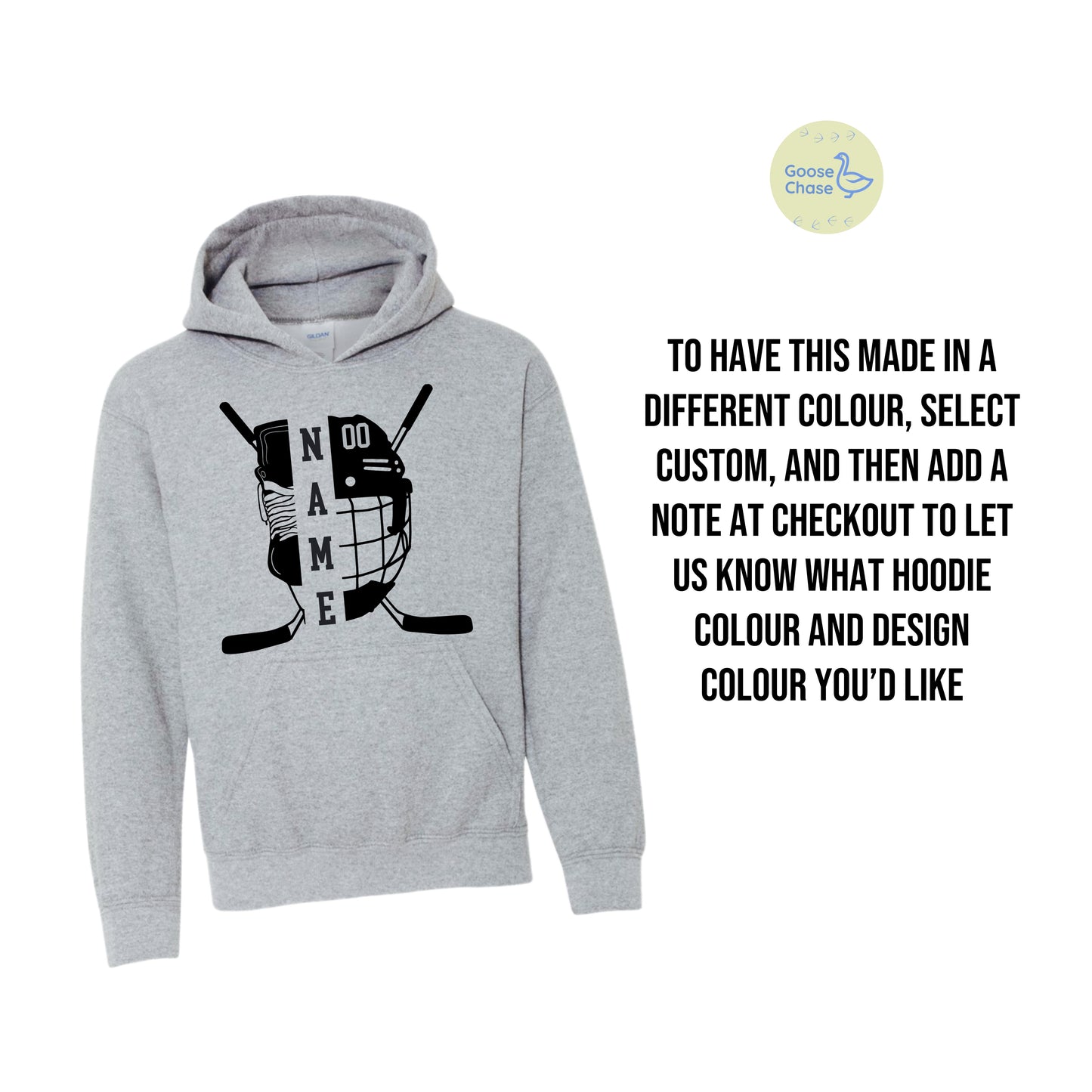 Custom Hockey Player Hoodie - Split Helmet & Skate