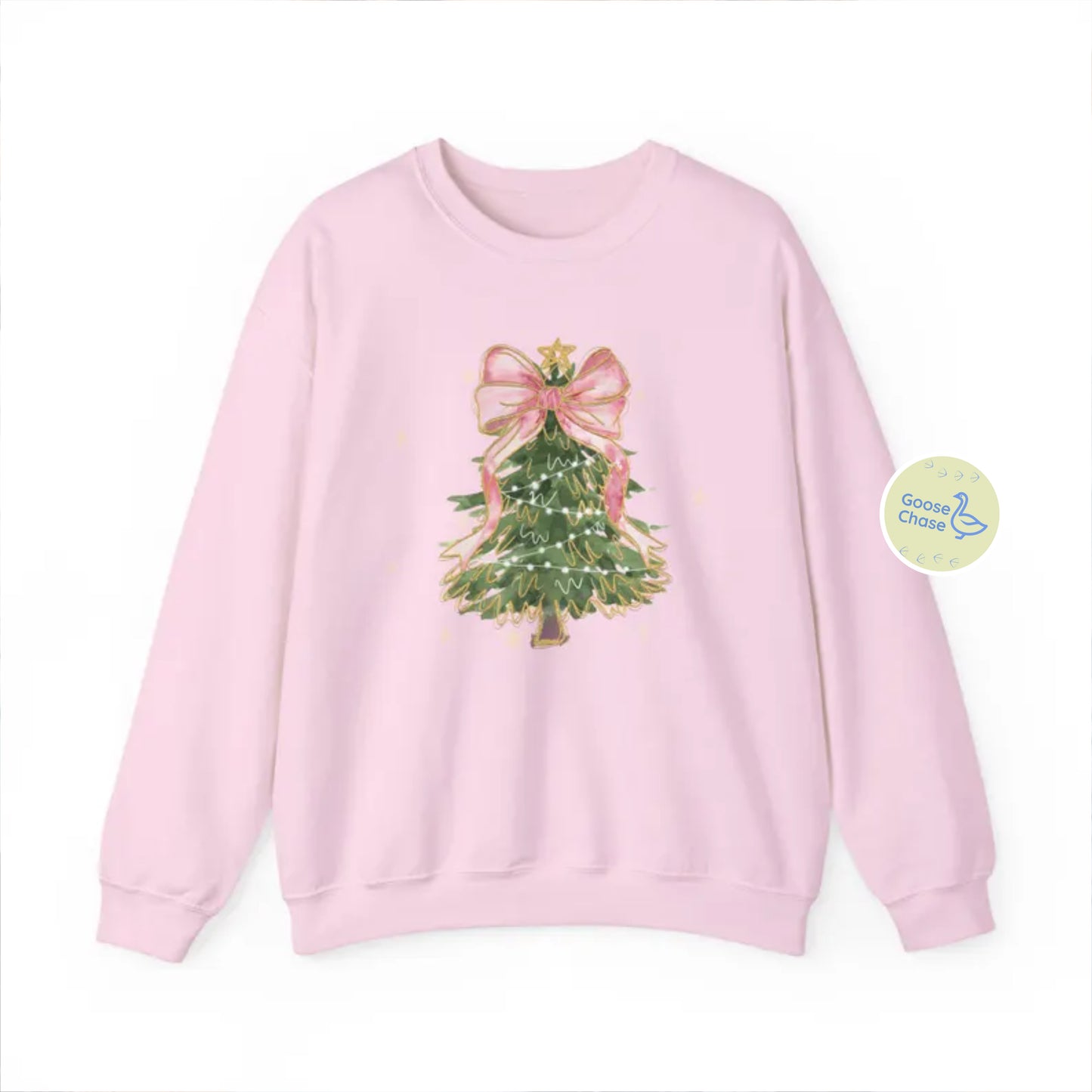 Christmas Tree Coquette Bow Crewneck