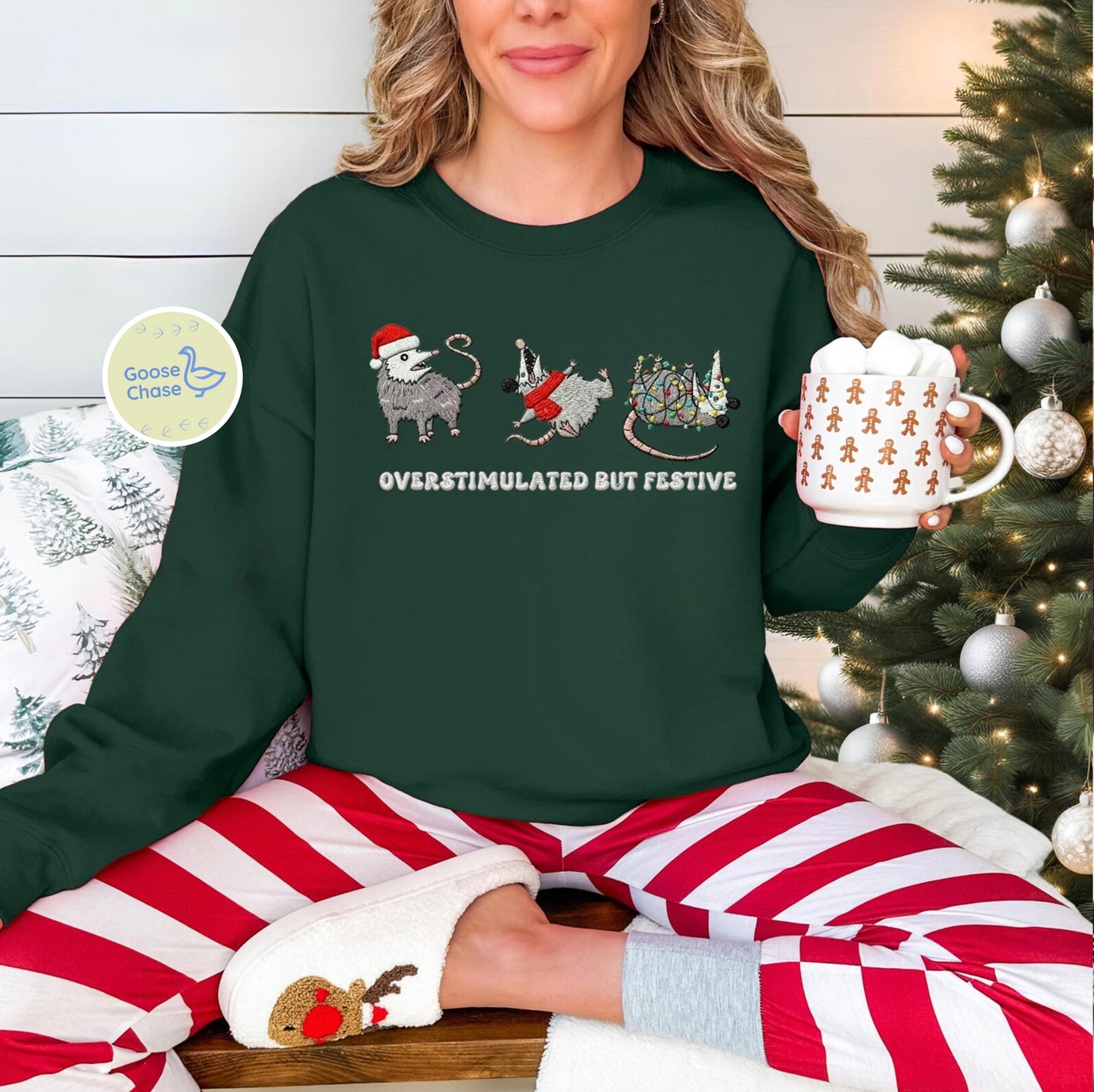 Overstimulated But Festive Christmas Possuum Crewneck