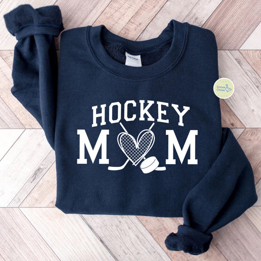 Hockey Mom Heart Netting Crewneck