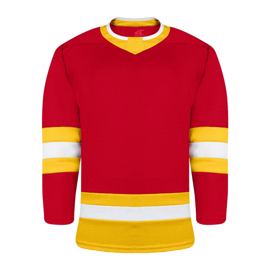 K3G Blank Hockey Jersey - Red/Gold/White