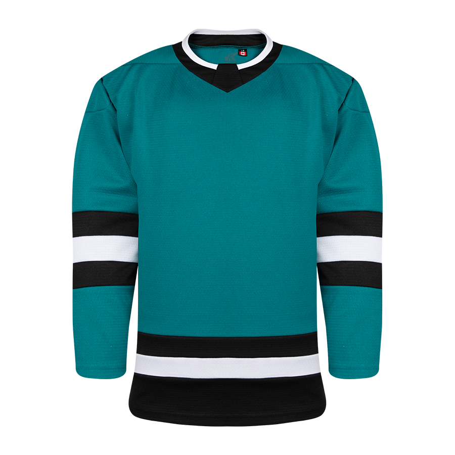 K3G Blank Hockey Jersey - Teal/Black/White