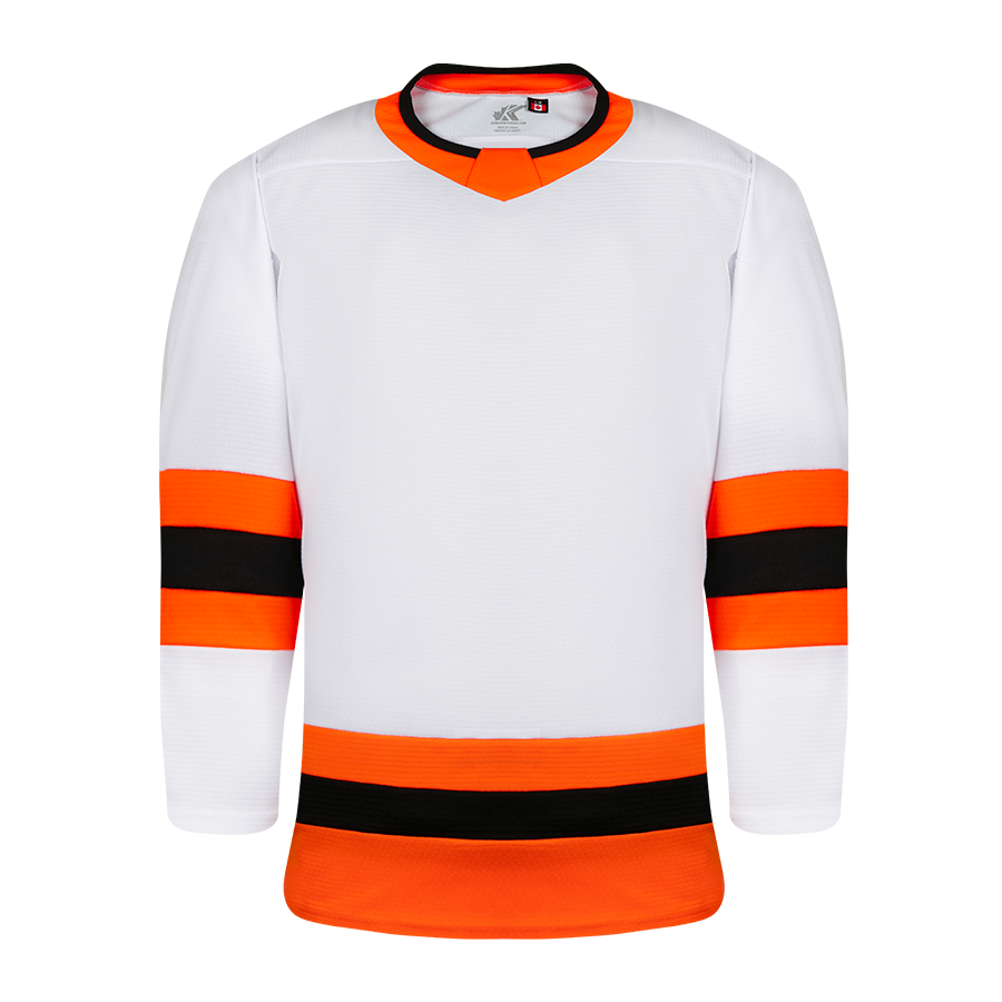 K3G Blank Hockey Jersey - White/Bright Orange/Black