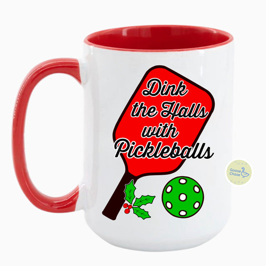 Pickleball Mug - Dink the Halls - Red