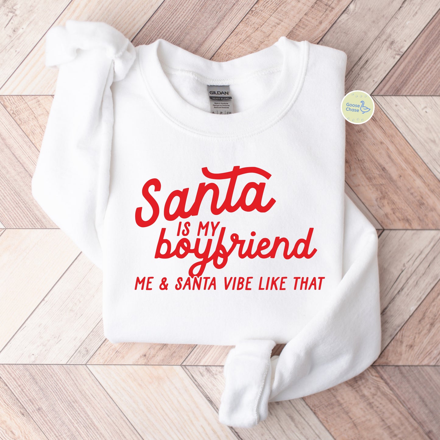 Santa is My Boyfriend Crewneck - White