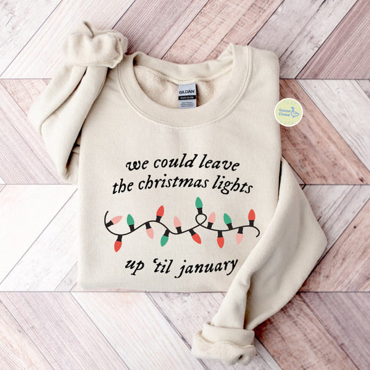 We Could Leave the Christmas Light On Crewneck - Sand