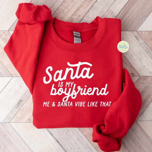 Santa is My Boyfriend Crewneck - Red