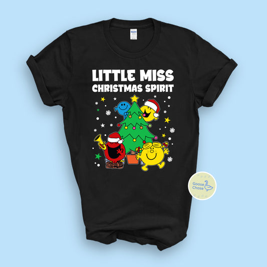 Little Miss Christmas Spirit Tee  - Black