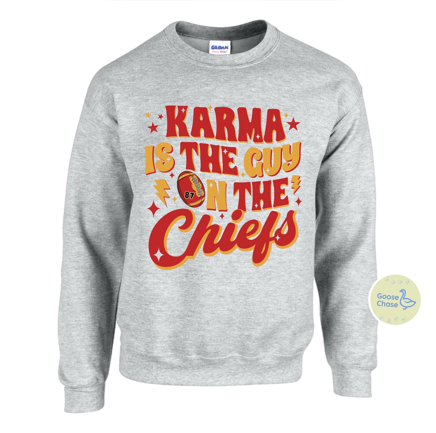 Karma Is The Guy on the Chiefs Taylor Swift Crewneck - Sport Grey