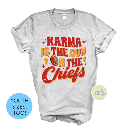 Karma is the Guy on the Chiefs Taylor Swift T-Shirt - Sport Grey