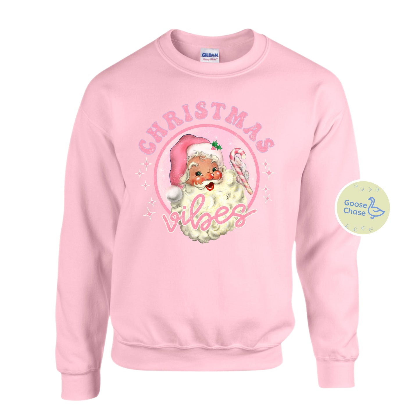 Christmas Vibes Crewneck Sweatshirt Light Pink