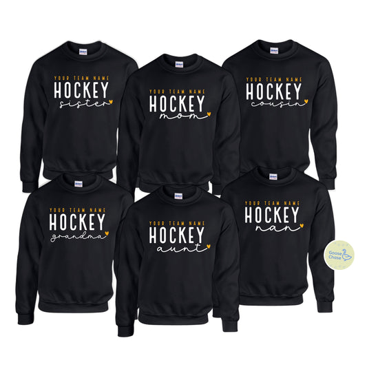 Personalized Team Hockey Family Crewneck - Black