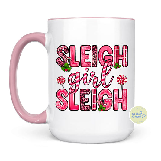 Sleigh Girl Sleigh Pink Christmas Mug