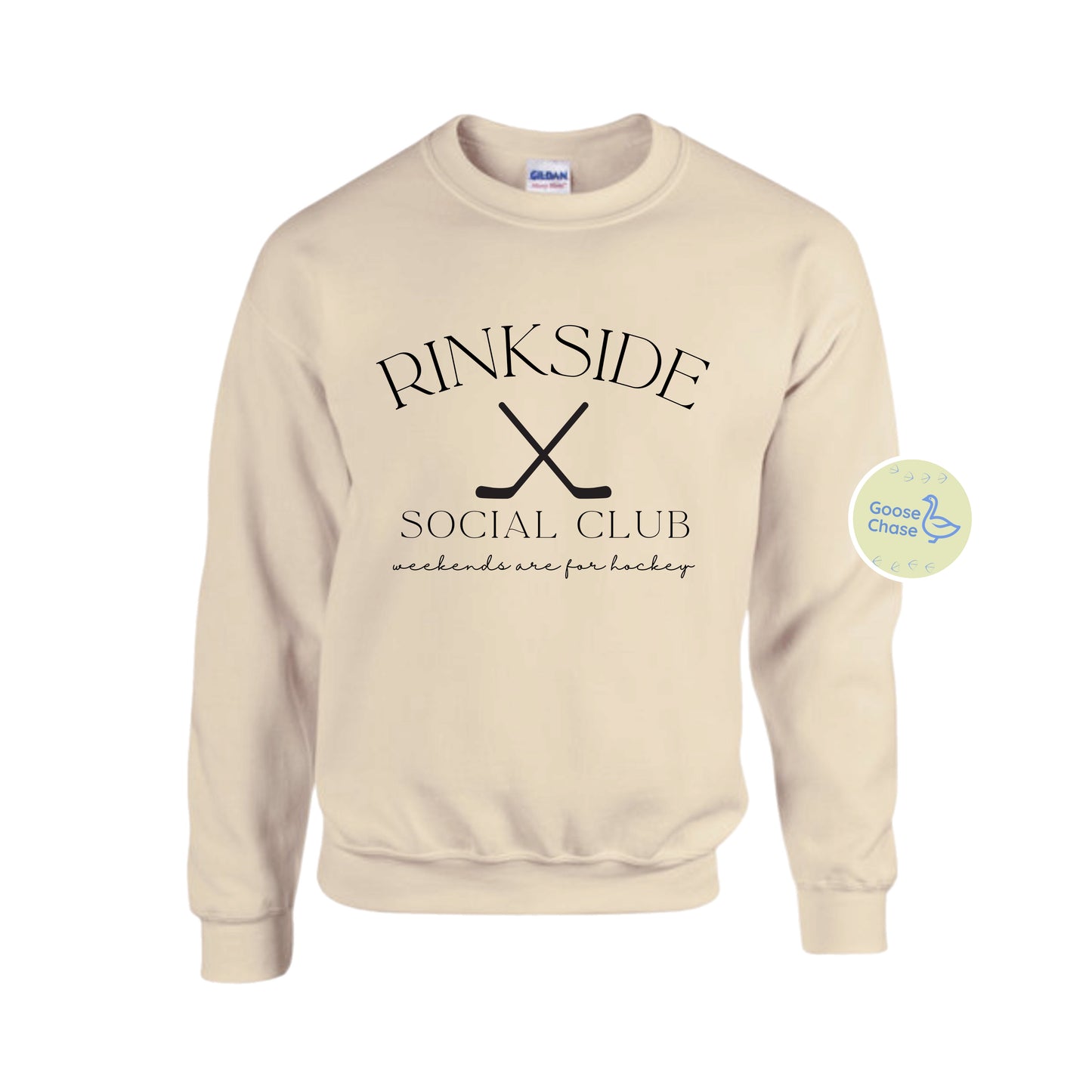 Rinkside Social Club Hockey Crewneck Sand