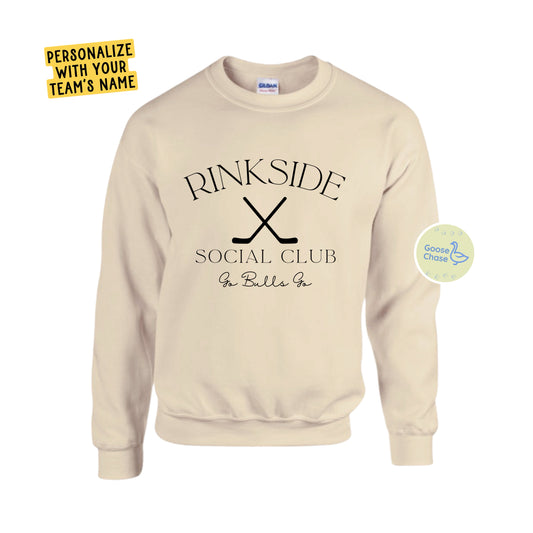 Rinkside Social Club Custom Team Name Hockey Crewneck Sand