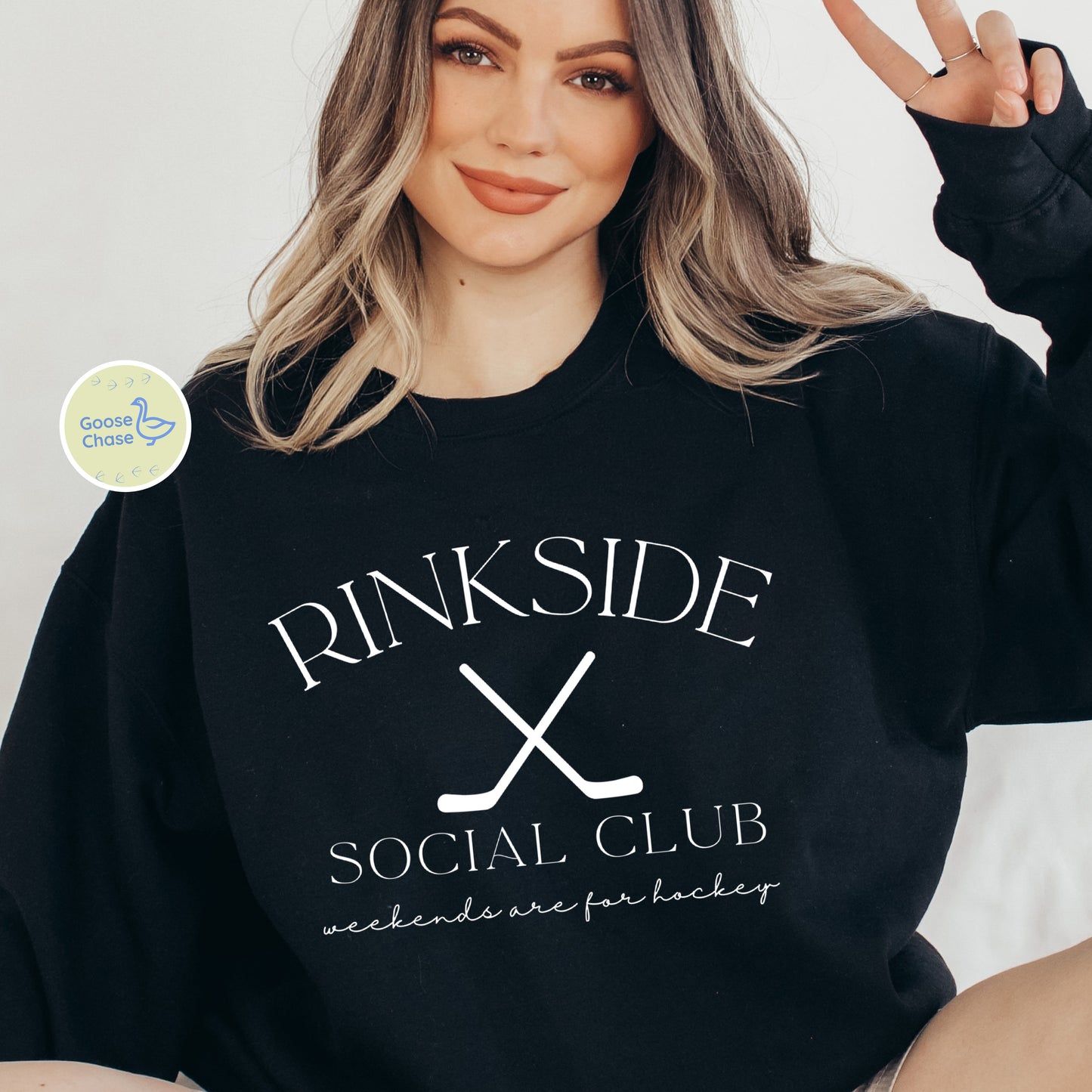 Rinkside Social Club Hockey Crewneck Black