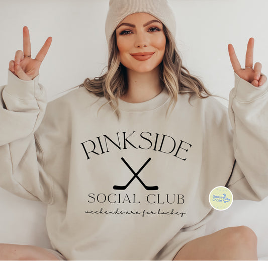 Rinkside Social Club Hockey Crewneck Sand