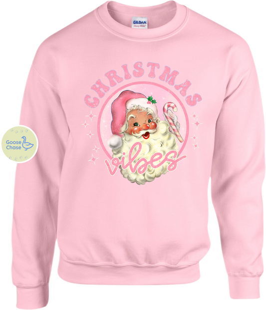 Christmas Vibes Crewneck Sweatshirt Light Pink