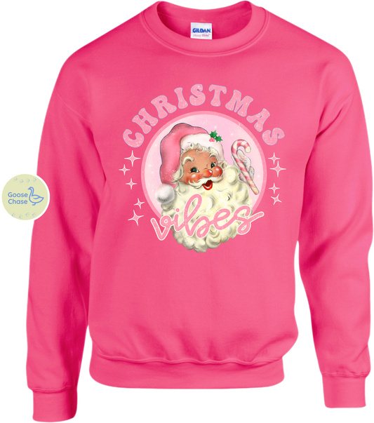 Christmas Vibes Crewneck Sweatshirt Dark Pink