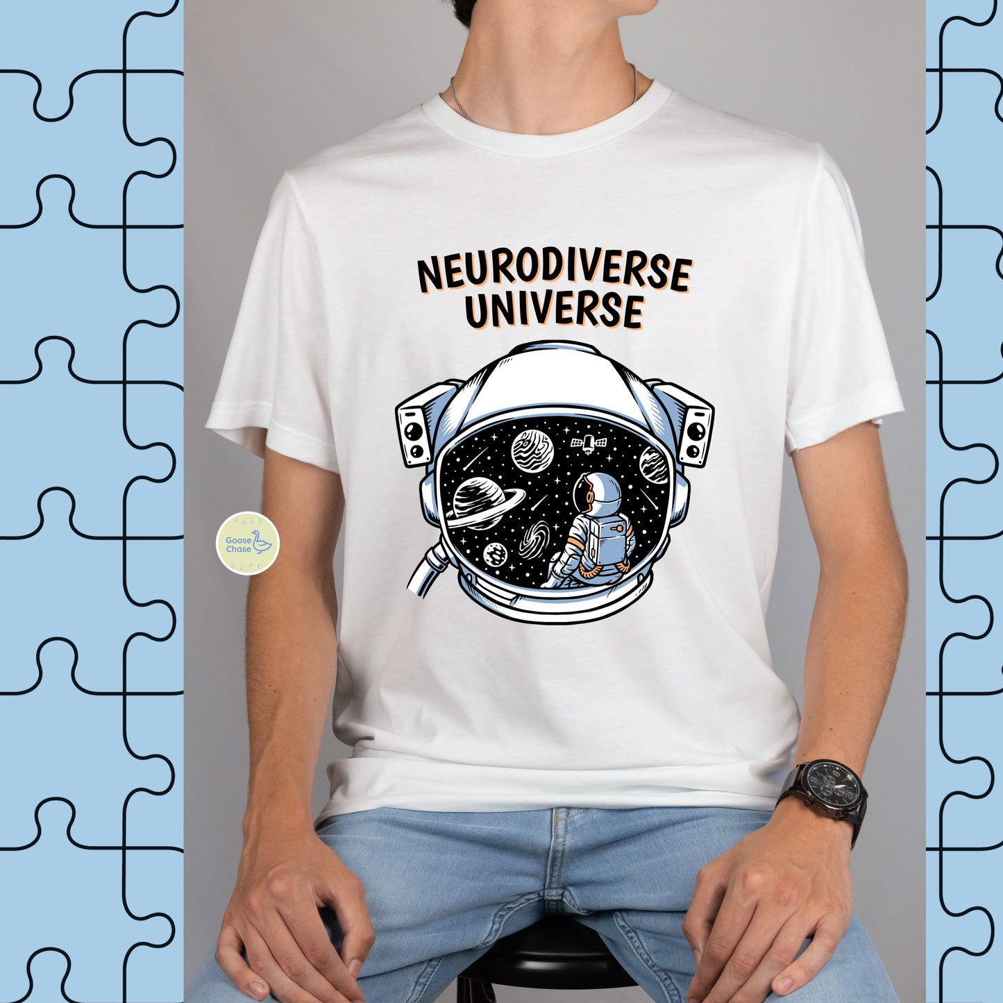 Neurodiverse Universe Astronaut Tee White